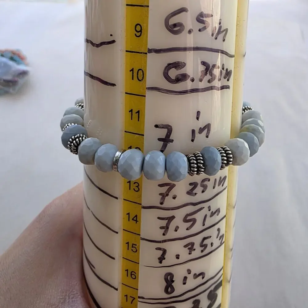 UTC HSN signed Silver 925‎ Blue Opal Stone Stretch Beaded Bracelet 7